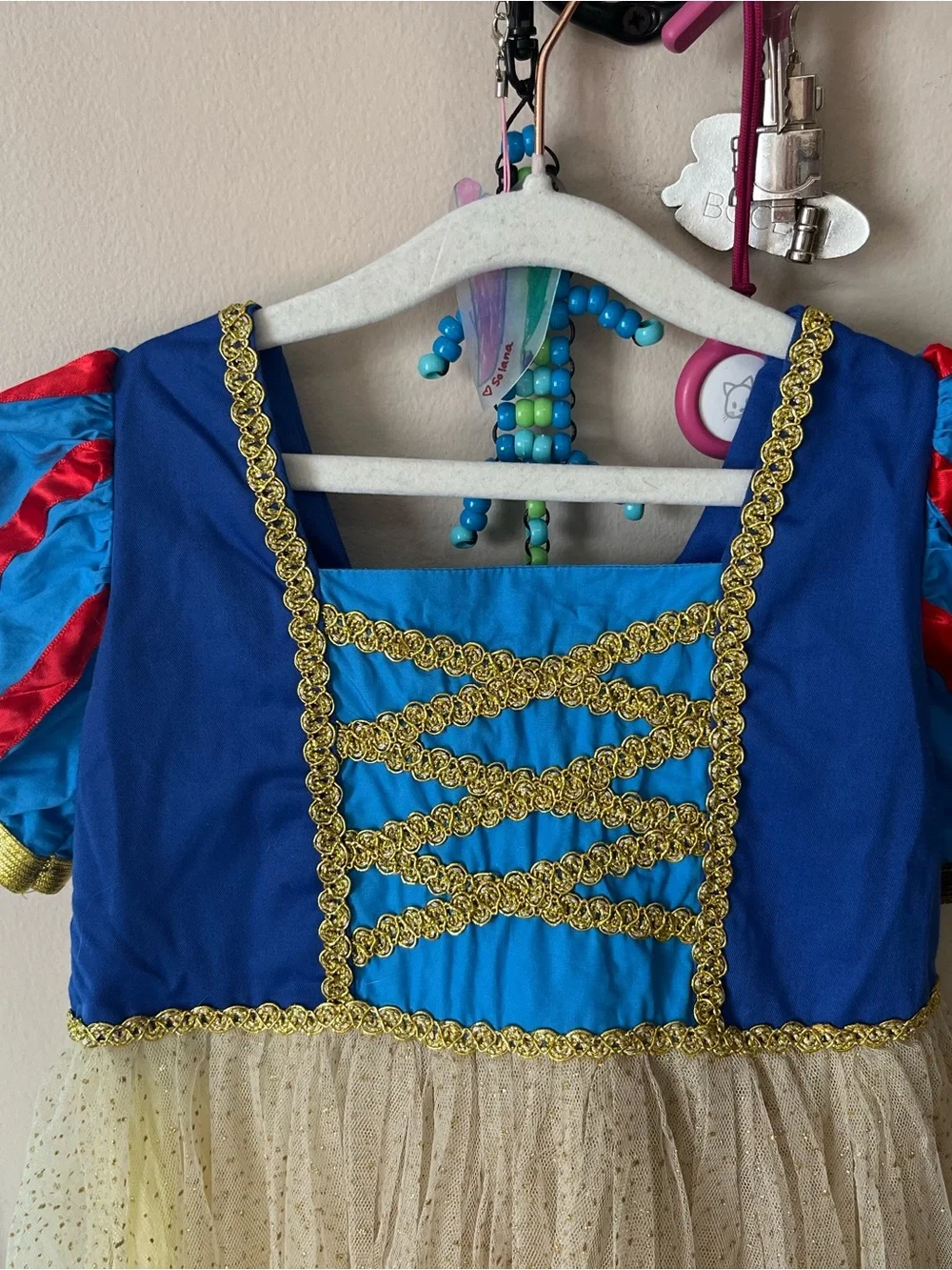 Snow White Inspired Blue and Gold Kids Costume Dress